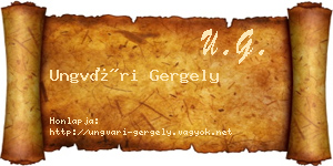 Ungvári Gergely névjegykártya